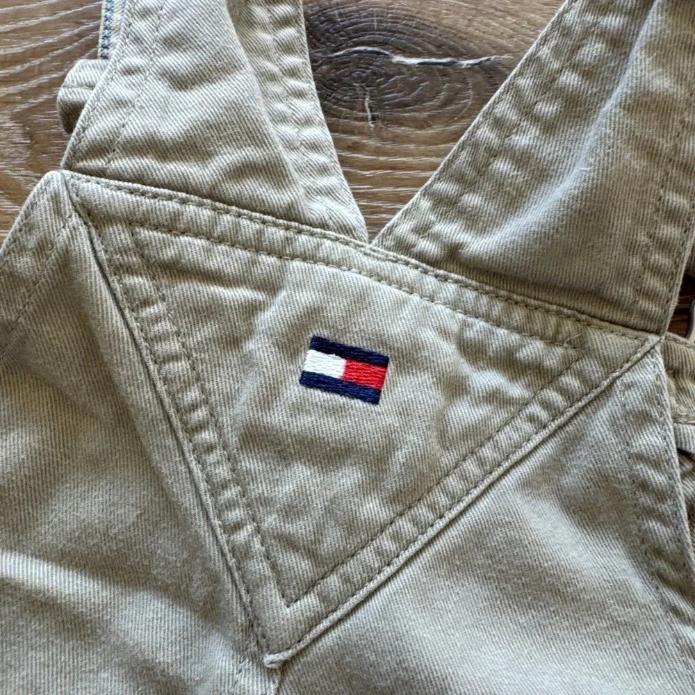 Tommy Hilfiger Overalls Shorts Toddlers 3T Shortalls Kids Y2k Khaki Vintage